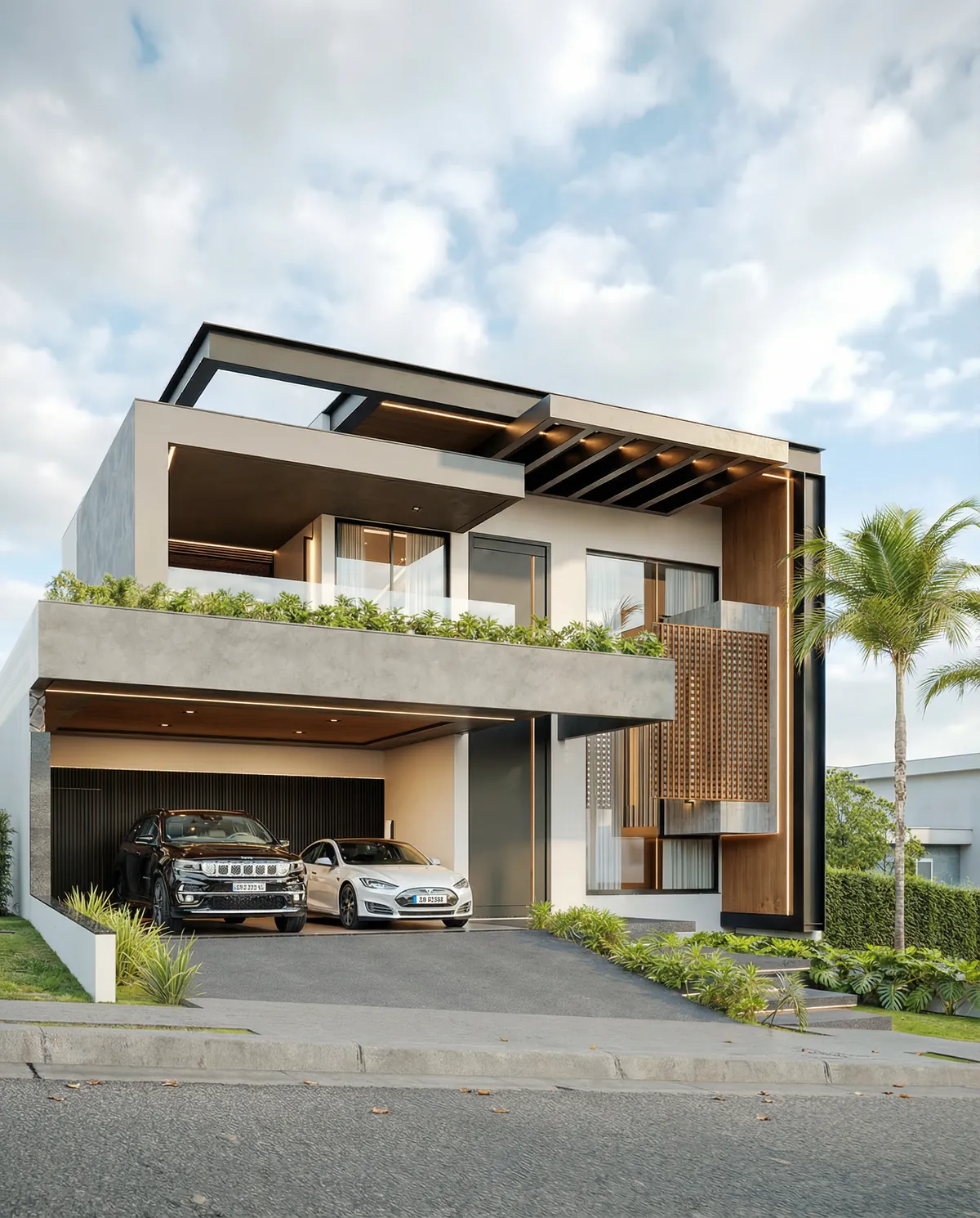 Painel de madeira — projeto da Simões Arquitetura