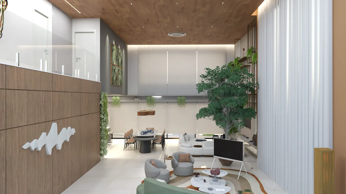 Sala de estar — projeto da Simões Arquitetura