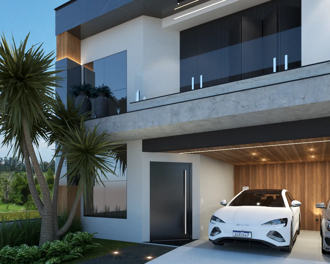 Acesso e garagem — projeto da Simões Arquitetura