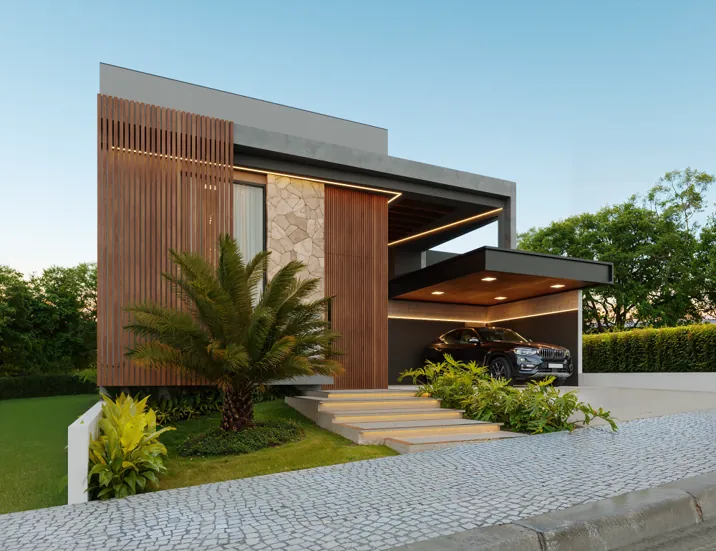 Volume em ângulo — projeto da Simões Arquitetura