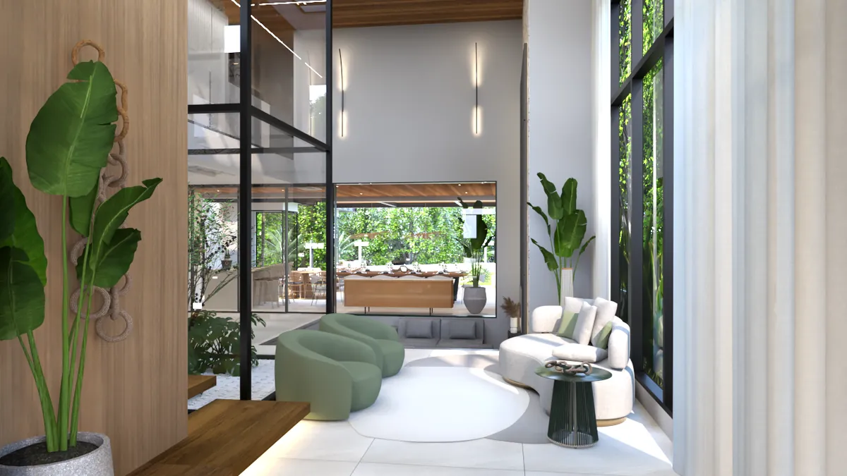 Sala de estar — projeto da Simões Arquitetura